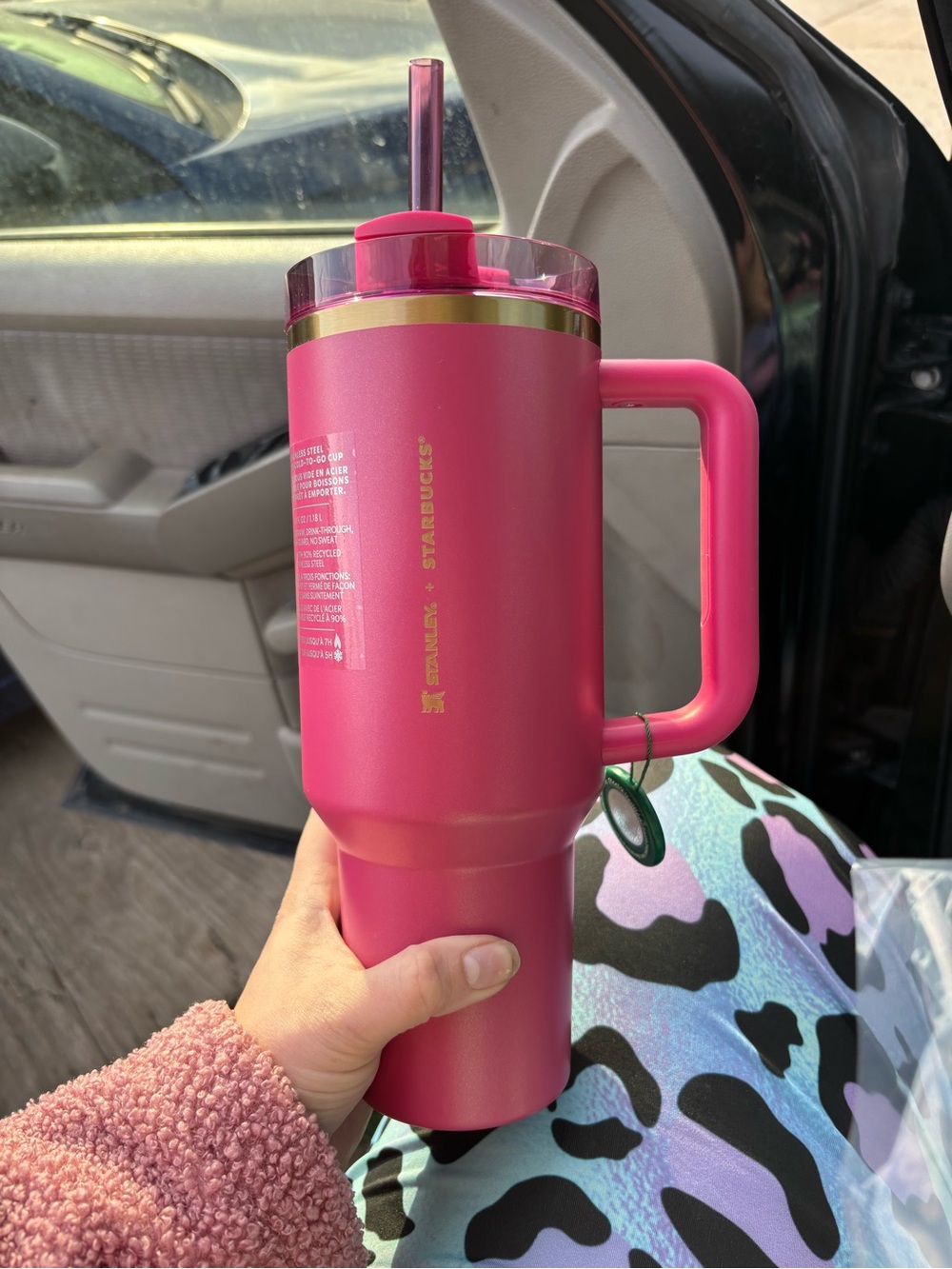 Starbucks Hot Pink Insulated Tumbler with Gold Accents